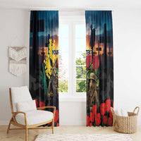 Kangaroo-Kiwi Soldier ANZAC Personalised Window Curtain Golden Wattle and Pohutukawa Flowers LT9 - Polynesian Pride