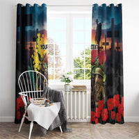 Kangaroo-Kiwi Soldier ANZAC Personalised Window Curtain Golden Wattle and Pohutukawa Flowers LT9 - Polynesian Pride
