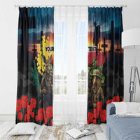 Kangaroo-Kiwi Soldier ANZAC Personalised Window Curtain Golden Wattle and Pohutukawa Flowers LT9 - Polynesian Pride