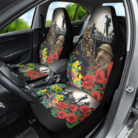 Kangaroo-Kiwi Soldier ANZAC Personalised Car Seat Cover Golden Wattle Poppy Flowers