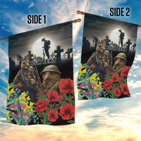 Kangaroo-Kiwi Soldier ANZAC Personalised Garden Flag Golden Wattle Poppy Flowers LT9 - Polynesian Pride