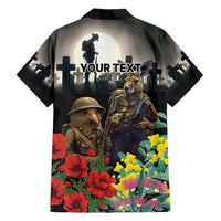 Kangaroo-Kiwi Soldier ANZAC Personalised Hawaiian Shirt Golden Wattle Poppy Flowers LT9 - Polynesian Pride