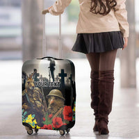 Kangaroo-Kiwi Soldier ANZAC Personalised Luggage Cover Golden Wattle Poppy Flowers