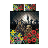 Kangaroo-Kiwi Soldier ANZAC Personalised Quilt Bed Set Golden Wattle Poppy Flowers LT9 - Polynesian Pride