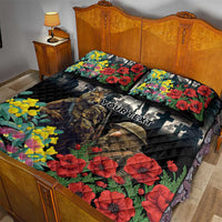Kangaroo-Kiwi Soldier ANZAC Personalised Quilt Bed Set Golden Wattle Poppy Flowers LT9 - Polynesian Pride