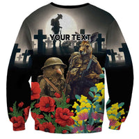 Kangaroo-Kiwi Soldier ANZAC Personalised Sweatshirt Golden Wattle Poppy Flowers LT9 - Polynesian Pride