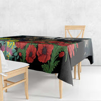 Kangaroo-Kiwi Soldier ANZAC Personalised Tablecloth Golden Wattle Poppy Flowers LT9 - Polynesian Pride