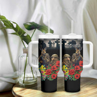 Kangaroo-Kiwi Soldier ANZAC Personalised Tumbler With Handle Golden Wattle Poppy Flowers LT9 - Polynesian Pride