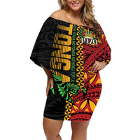 Personalised Tonga Emancipation Day Off Shoulder Short Dress Puleanga Fakatui O Since 1970 LT9 Women Red - Polynesian Pride