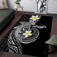 Aloha Hammerhead Shark Area Rug Black Hawaiian Kakau Tribal Tattoo