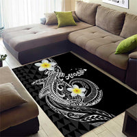 Aloha Hammerhead Shark Area Rug Black Hawaiian Kakau Tribal Tattoo