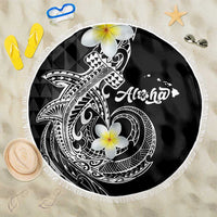 Aloha Hammerhead Shark Beach Blanket Black Hawaiian Kakau Tribal Tattoo