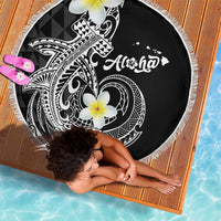 Aloha Hammerhead Shark Beach Blanket Black Hawaiian Kakau Tribal Tattoo