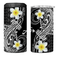 Aloha Hammerhead Shark 4 in 1 Can Cooler Tumbler Black Hawaiian Kakau Tribal Tattoo