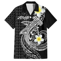 Aloha Hammerhead Shark Family Matching Summer Maxi Dress and Hawaiian Shirt Black Hawaiian Kakau Tribal Tattoo