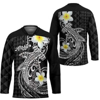 Aloha Hammerhead Shark Hockey Jersey Black Hawaiian Kakau Tribal Tattoo LT9 - Polynesian Pride