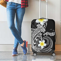 Aloha Hammerhead Shark Luggage Cover Black Hawaiian Kakau Tribal Tattoo