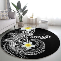 Aloha Hammerhead Shark Round Carpet Black Hawaiian Kakau Tribal Tattoo