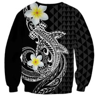 Aloha Hammerhead Shark Sweatshirt Black Hawaiian Kakau Tribal Tattoo