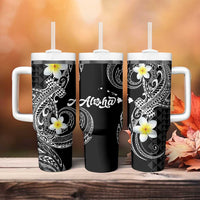 Aloha Hammerhead Shark Tumbler With Handle Black Hawaiian Kakau Tribal Tattoo