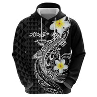 Aloha Hammerhead Shark Zip Hoodie Black Hawaiian Kakau Tribal Tattoo