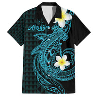 Aloha Hammerhead Shark Family Matching Long Sleeve Bodycon Dress and Hawaiian Shirt Calypso Hawaiian Kakau Tribal Tattoo