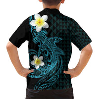 Aloha Hammerhead Shark Family Matching Puletasi and Hawaiian Shirt Calypso Hawaiian Kakau Tribal Tattoo