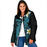 Aloha Hammerhead Shark Padded Jacket Calypso Hawaiian Kakau Tribal Tattoo LT9 Women Blue - Polynesian Pride