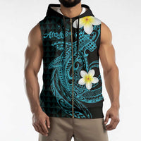 Aloha Hammerhead Shark Sleeveless Zip Hoodie Calypso Hawaiian Kakau Tribal Tattoo - Polynesian Pride