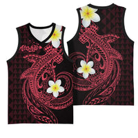 Aloha Hammerhead Shark Basketball Jersey Feverish Pink Hawaiian Kakau Tribal Tattoo - Polynesian Pride