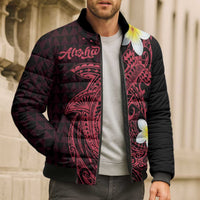 Aloha Hammerhead Shark Bomber Puffer Jacket Feverish Pink Hawaiian Kakau Tribal Tattoo - Polynesian Pride