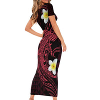 Aloha Hammerhead Shark Family Matching Short Sleeve Bodycon Dress and Hawaiian Shirt Feverish Pink Hawaiian Kakau Tribal Tattoo