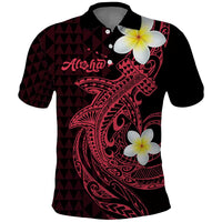 Aloha Hammerhead Shark Polo Shirt Feverish Pink Hawaiian Kakau Tribal Tattoo