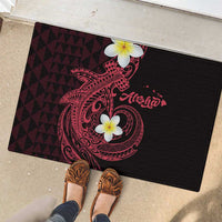 Aloha Hammerhead Shark Rubber Doormat Feverish Pink Hawaiian Kakau Tribal Tattoo
