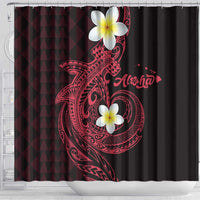 Aloha Hammerhead Shark Shower Curtain Feverish Pink Hawaiian Kakau Tribal Tattoo
