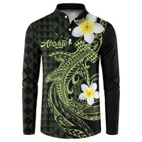 Aloha Hammerhead Shark Button Sweatshirt Lime Rickey Hawaiian Kakau Tribal Tattoo