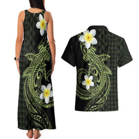 Aloha Hammerhead Shark Couples Matching Tank Maxi Dress and Hawaiian Shirt Lime Rickey Hawaiian Kakau Tribal Tattoo