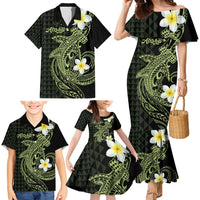 Aloha Hammerhead Shark Family Matching Mermaid Dress and Hawaiian Shirt Lime Rickey Hawaiian Kakau Tribal Tattoo