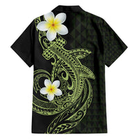 Aloha Hammerhead Shark Family Matching Off The Shoulder Long Sleeve Dress and Hawaiian Shirt Lime Rickey Hawaiian Kakau Tribal Tattoo