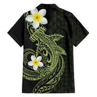 Aloha Hammerhead Shark Family Matching Off Shoulder Maxi Dress and Hawaiian Shirt Lime Rickey Hawaiian Kakau Tribal Tattoo