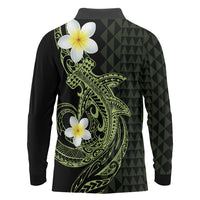 Aloha Hammerhead Shark Long Sleeve Polo Shirt Lime Rickey Hawaiian Kakau Tribal Tattoo