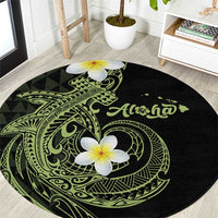 Aloha Hammerhead Shark Round Carpet Lime Rickey Hawaiian Kakau Tribal Tattoo