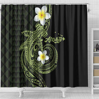 Aloha Hammerhead Shark Shower Curtain Lime Rickey Hawaiian Kakau Tribal Tattoo