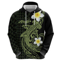 Aloha Hammerhead Shark Zip Hoodie Lime Rickey Hawaiian Kakau Tribal Tattoo