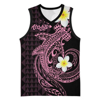 Aloha Hammerhead Shark Basketball Jersey Vivacious Pink Hawaiian Kakau Tribal Tattoo - Polynesian Pride