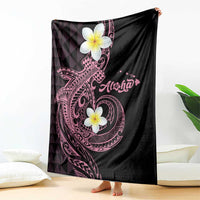 Aloha Hammerhead Shark Blanket Vivacious Pink Hawaiian Kakau Tribal Tattoo