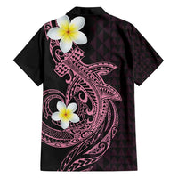 Aloha Hammerhead Shark Family Matching Long Sleeve Bodycon Dress and Hawaiian Shirt Vivacious Pink Hawaiian Kakau Tribal Tattoo