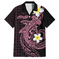 Aloha Hammerhead Shark Family Matching Off Shoulder Short Dress and Hawaiian Shirt Vivacious Pink Hawaiian Kakau Tribal Tattoo