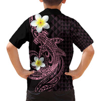 Aloha Hammerhead Shark Kid Hawaiian Shirt Vivacious Pink Hawaiian Kakau Tribal Tattoo