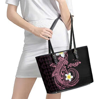 Aloha Hammerhead Shark Leather Tote Bag Vivacious Pink Hawaiian Kakau Tribal Tattoo
